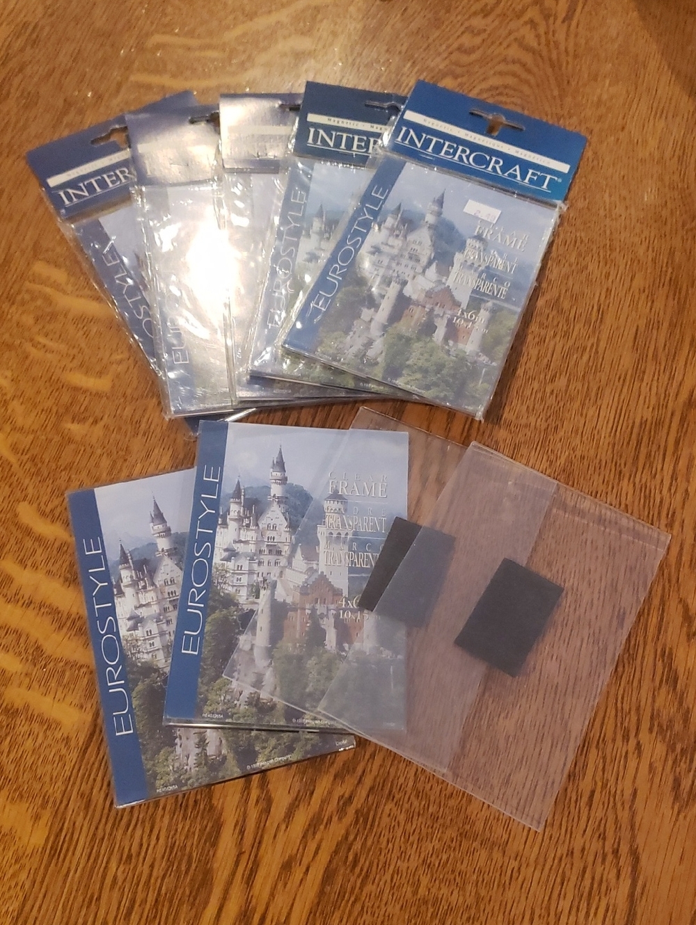 NWT (5)/used (4): Intercraft Clear Acrylic Magnetic 4x6 Photo Frames (9 Total)